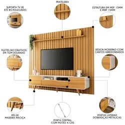 Painel TV 85 Pol One e Bancada Áureo H01 Off/Cinamomo - Mpozenato