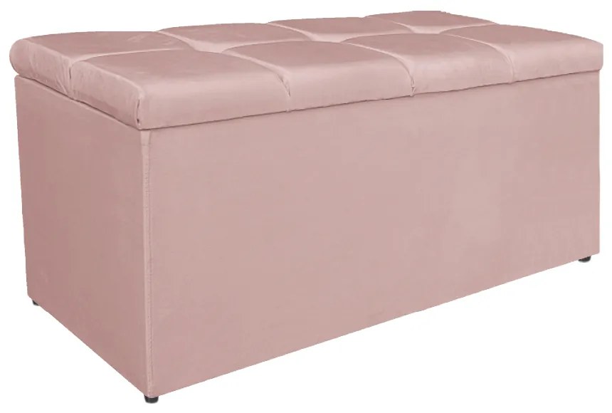 Calçadeira Estofada Manchester 90 cm Solteiro Suede Rosê - ADJ Decor