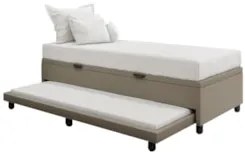 Bicama Box Baú Solteirão 96x203cm Samy S05 Linho Bege - Mpozenato