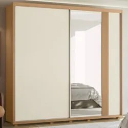 Guarda Roupa Casal 240cm com Espelho Aline Flex A02 Off/Titanium - Mpo