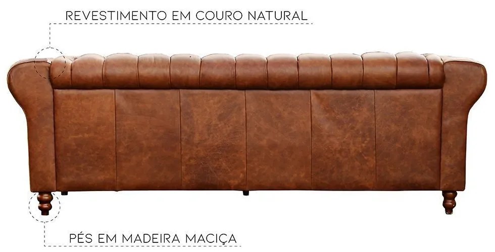 Sofá 4 Lugares Maggiore 260cm Couro Mel G58 - Gran Belo