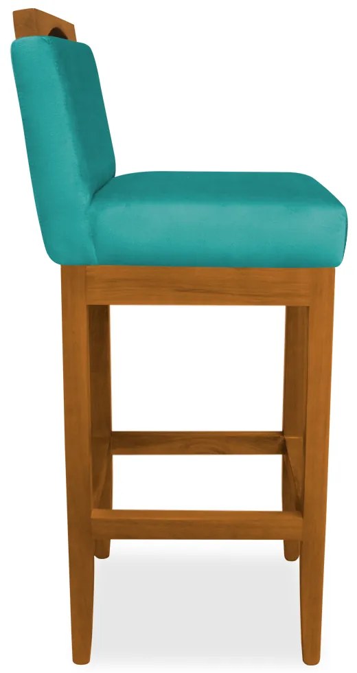 Kit 4 Banquetas Decorativa Elis Veludo Azul Tiffany