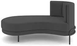 Chaise Longue Divã 164cm Braço Direito Logus D06 Veludo Cinza - Mpozen