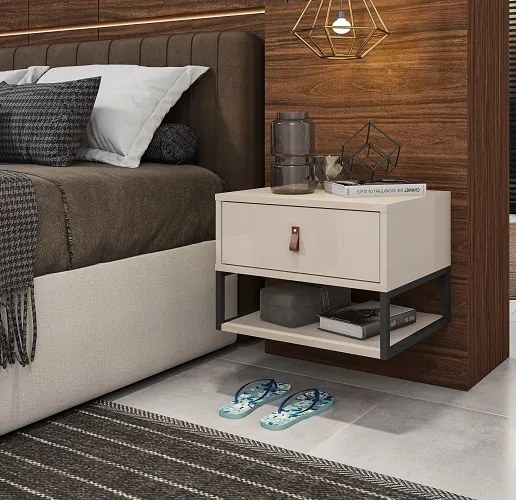 Mesa De Cabeceira Sigma Off White - Casa D Móveis