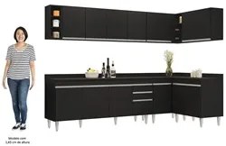 Armário de Cozinha Modulado de Canto 7 Peças CP35 Balcão com Tampo Pre
