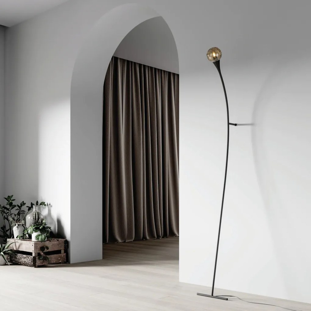 Luminária De Chão Jazz Haste De Apoio Para Parede 30X205X37Cm 1Xe27 -... (GF-M - Grafite Metálico)