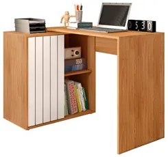 Mesa para Escritório Home Office 1 Porta Ripada Tech Freijó/Off White