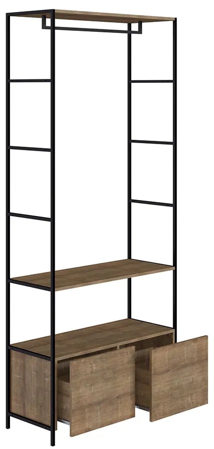 Módulo Para Guarda Roupa Steel Quadra com 02 Gavetas Estilo Industrial Vermont e Preto - D'Rossi