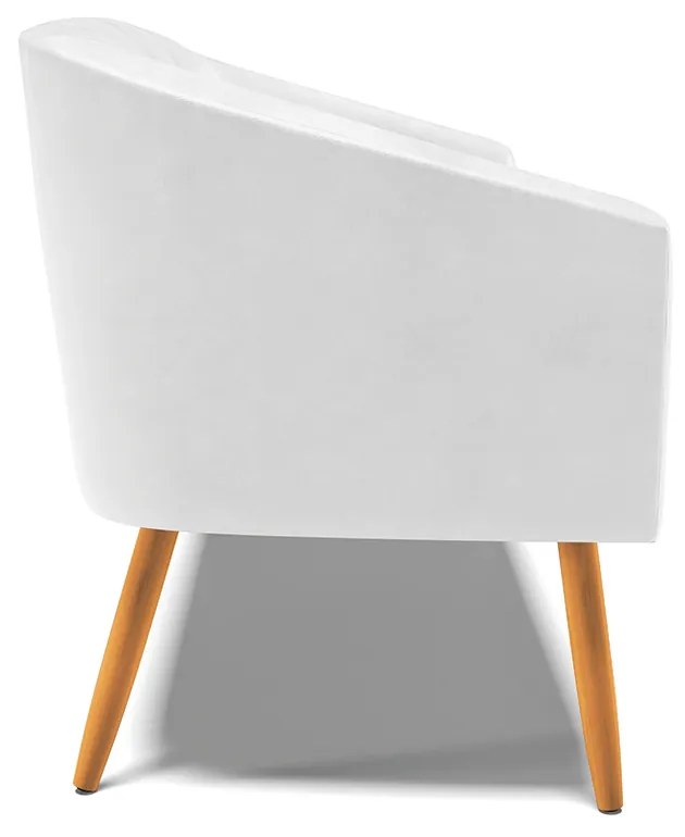 Sofá 2 Lugares Namoradeira Pé Palito Castanho Stella Sintético PU D03 - D'Rossi - Branco