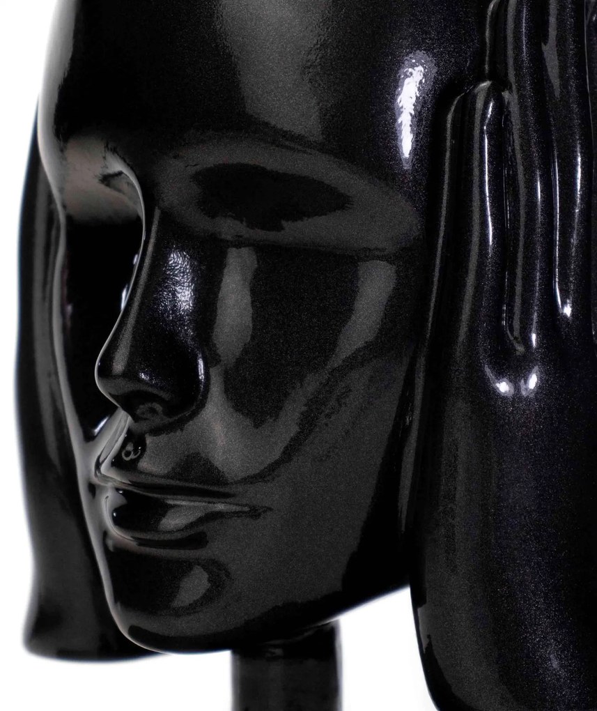 Escultura Decorativa Rosto Surdo Em Cerâmica Grafite 25x15 Cm - D'Rossi