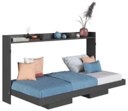 Cama Solteiro Infantil Articulação Horizontal Isis Grafite A05 - Mpoze