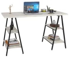 Mesa Escrivaninha Cavalete 135cm Estilo Industrial Prisma C08 Snow/Pre