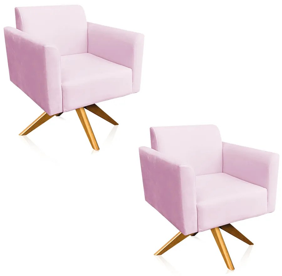 KIT 02 POLTRONAS GIRATORIA MARISA SUEDE