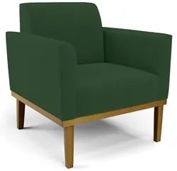 Poltrona Base Madeira Castanho Kit 2 Maressa Veludo Verde - Ibiza