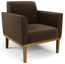 Sofá Namoradeira e 1 Poltrona Base Madeira Castanho Maressa Suede Marr