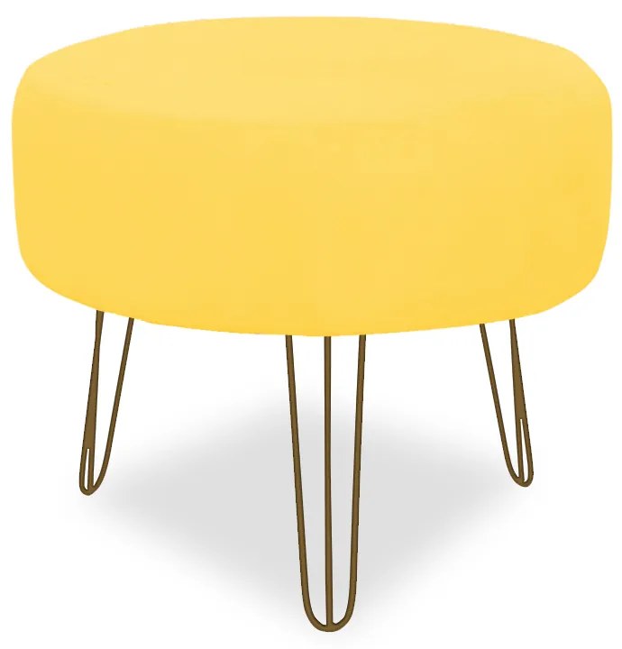 Puff Chloe Pés Hairpin Legs Dourado Suede Amarelo