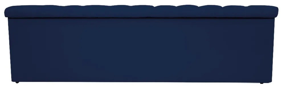 Recamier Baú Estofada Mel 140 cm Casal Com Capitonê  Suede Azul Marinho - ADJ Decor