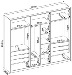 Guarda Roupa Casal 6 Portas 2 Com Espelhos 6 Gavetas Atrice D02 Amendo