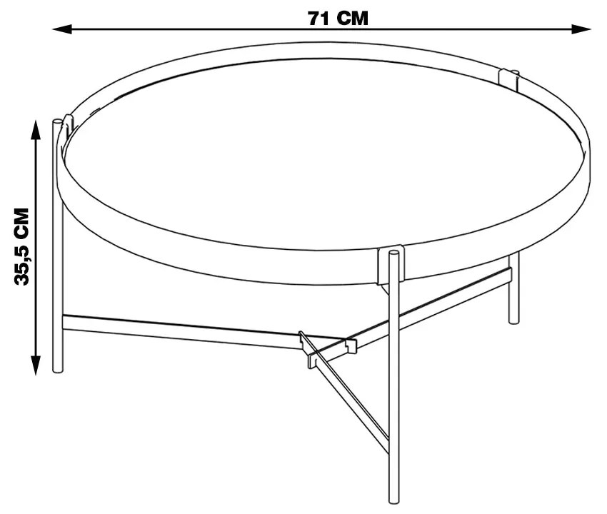 Mesa de Centro Nezuko 71cm Base Cobre Tampo Mármore Preto G29 - Gran Belo