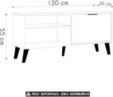 Rack Bancada Para TV 50 Pol 120cm Roby Nature/Off Z49 - Mpozenato
