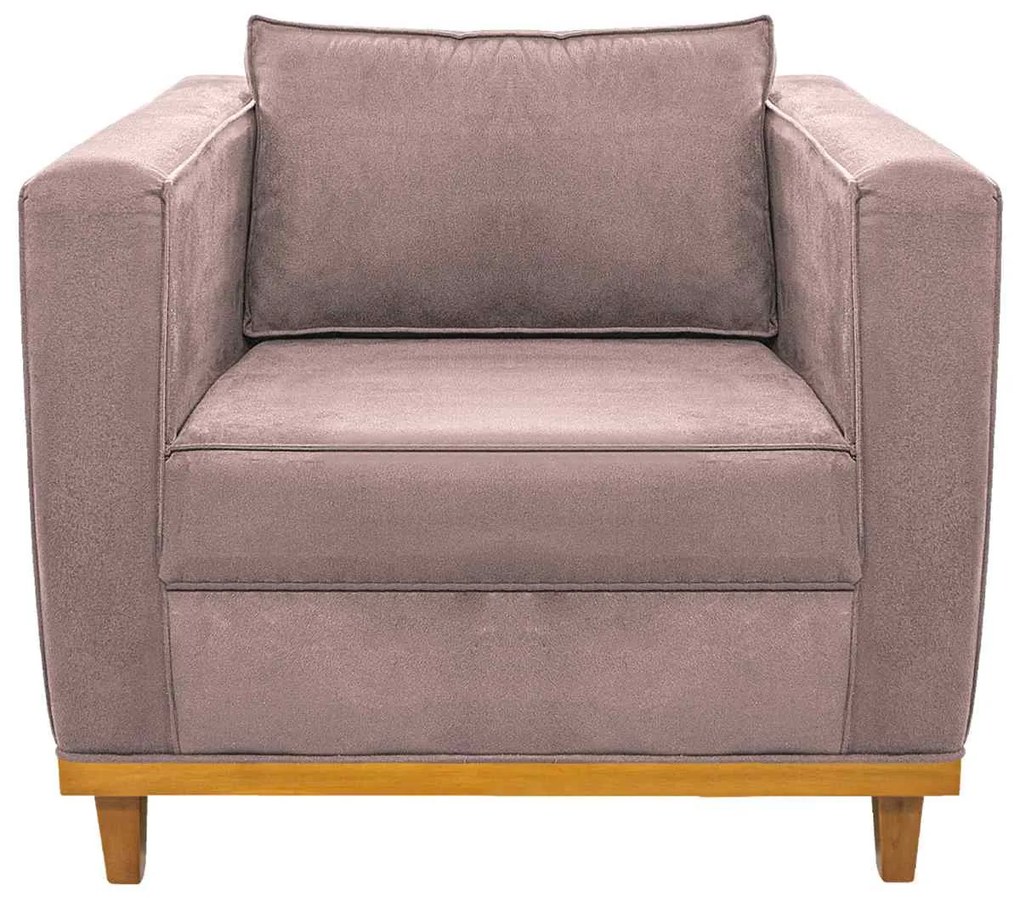 Poltrona Decorativa Europa Linho Rosê ADJ Decor