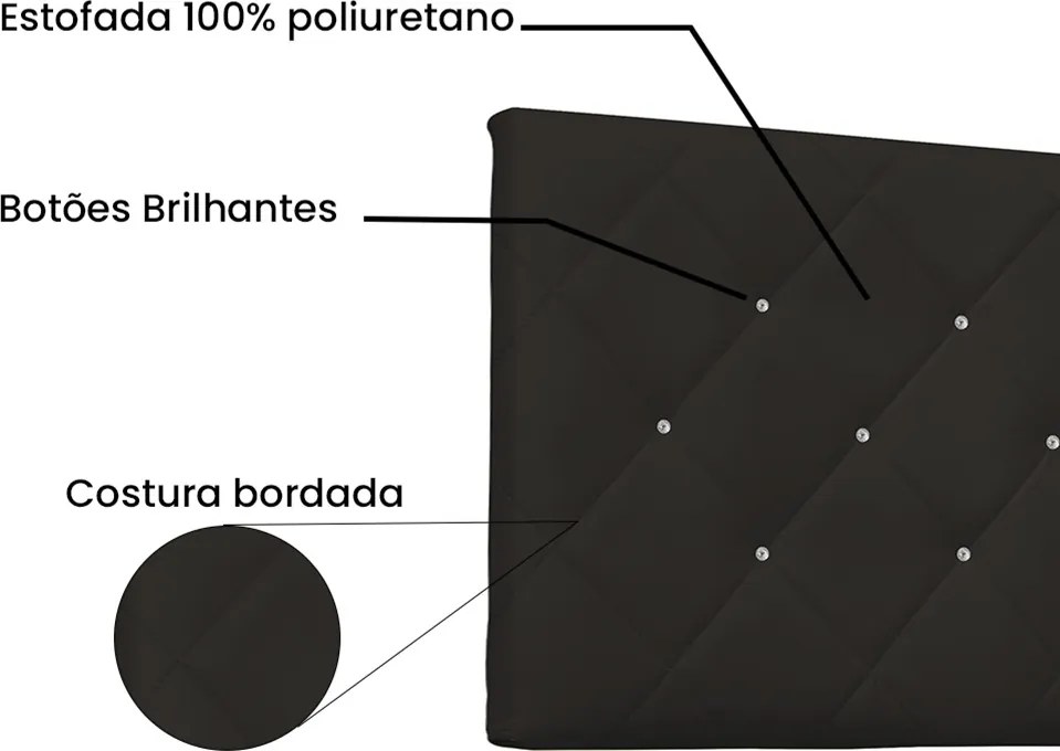 Painel Tânia Para Cama Box King 195 cm Corino S04 - D'Rossi - Marrom