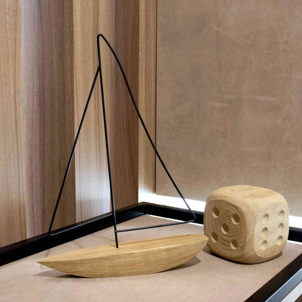Escultura Decorativo Barco Poliresina Madeira 32x24x5 Cm - D'Rossi