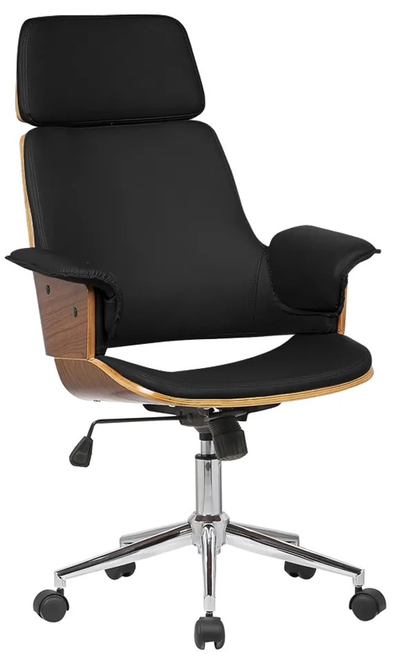 Cadeira de Escritório Home Office Decorativa Casemiro PU c/Regulagem de Altura Base Giratória Preto G56 - Gran Belo