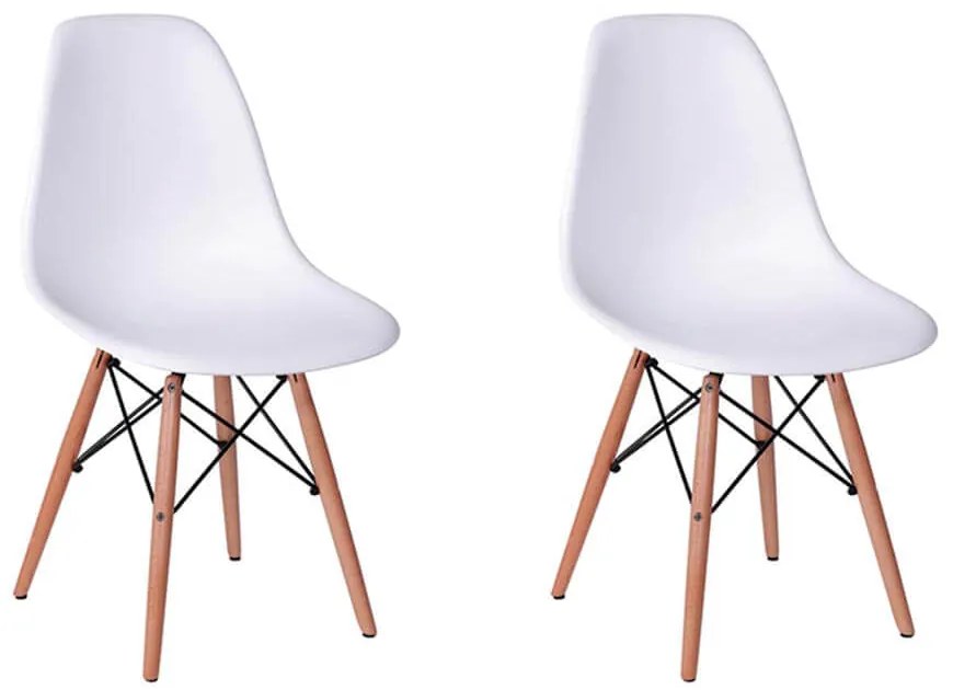 Conjunto 2 Cadeiras Eiffel Base Madeira Branco - Conjunto 2 Cadeiras Eiffel Base Madeira – Branco