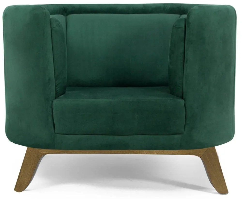 Kit 02 Poltronas Decorativas Para Sala de Estar Base de Madeira Ferrara Veludo Verde G15 - Gran Belo