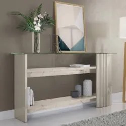 Aparador de Sala Com Prateleiras 150cm Fire Z10 Calacata/Off - Mpozena