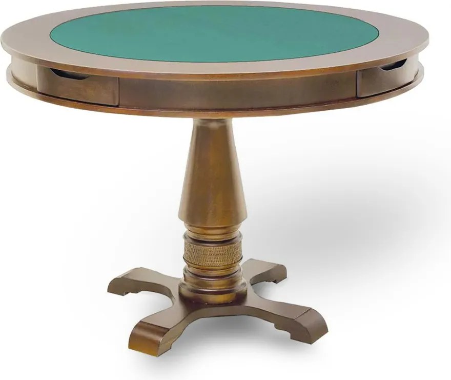 Mesa 4 Lugares Jogos Poker Carteado Victoria Redonda Tampo Reversível com Gavetas e Porta Copos Amêndoa G36 - Gran Belo