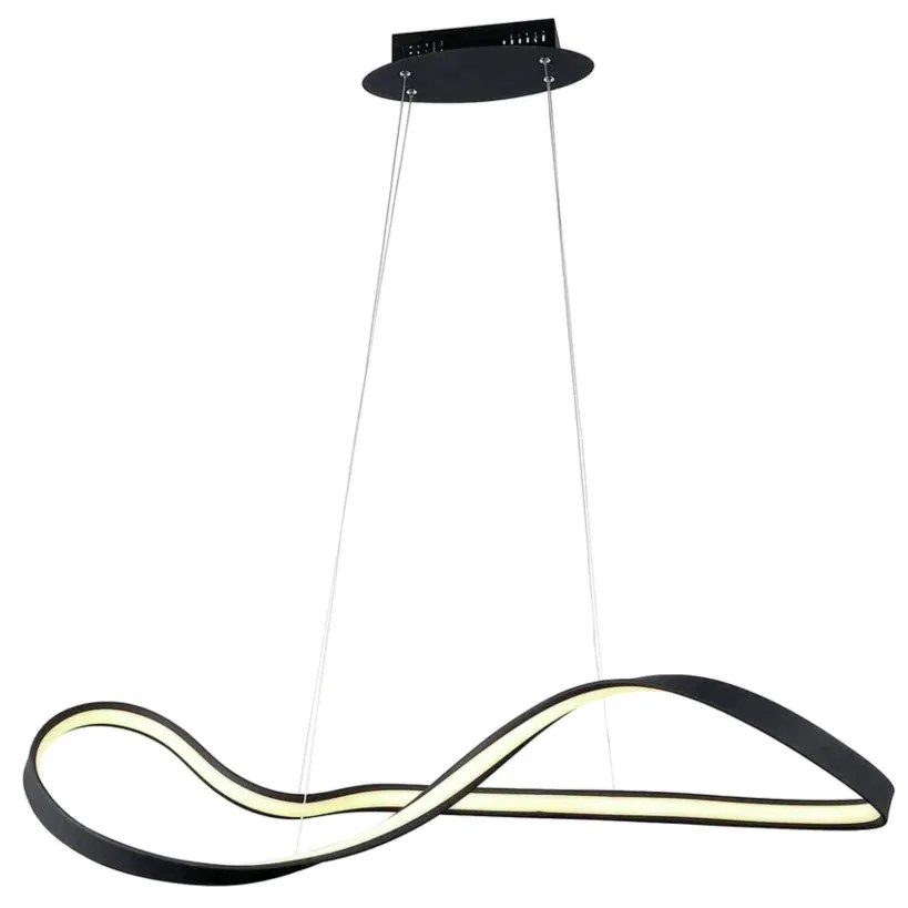 Pendente Flow Preto 93X33X26Cm Led 30W 3000K Bivolt - Bella Iluminação...