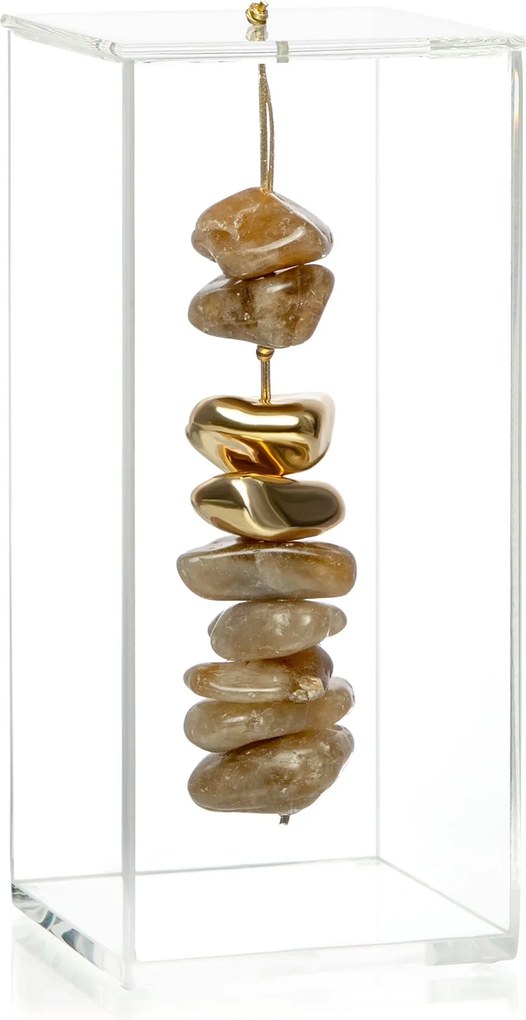 Escultura Pedra Citrino Natural c/ Caixa de Acrílico - M  M