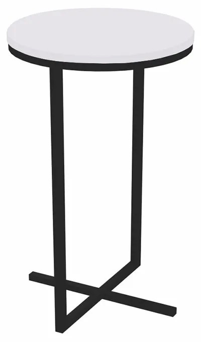 Mesa Lateral Alta Volpi Branco Base Metálica Industrial Preto 56 cm A05 - D'Rossi