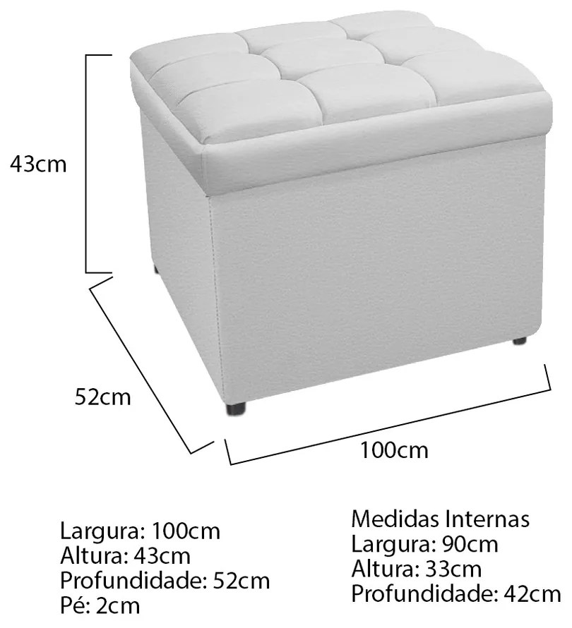 Calçadeira Copenhague 100 cm Solteiro Corano Branco - ADJ Decor