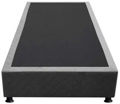 Base Box para Cama Solteiro 88x188cm Liz S05 Suede Bordado Cinza - Mpo