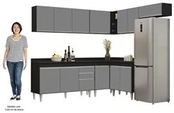 Armário de Cozinha Modulado de Canto 7 Peças CP23 Balcão com Tampo Pre