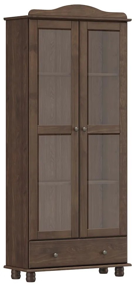 Cristaleira Madeira Maciça Vidro Liso 2 Portas Garnet Café G74 - Gran Belo