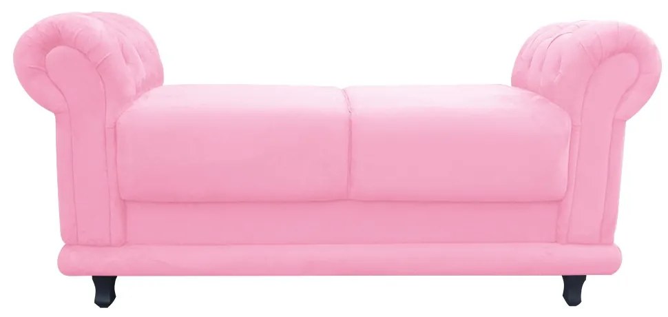 Kit 02 Recamier Barcelona Namoradeira Calçadeira Suede D'Rossi - Rosa Bebê