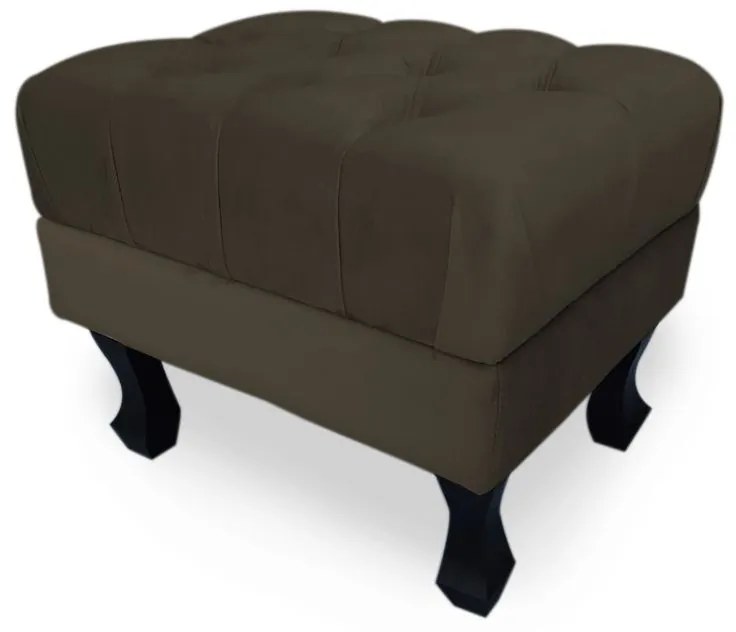 Puff Baú Decorativo Capitonê Luis XV 50x40cm Suede Marrom - Sheep Estofados - Marrom