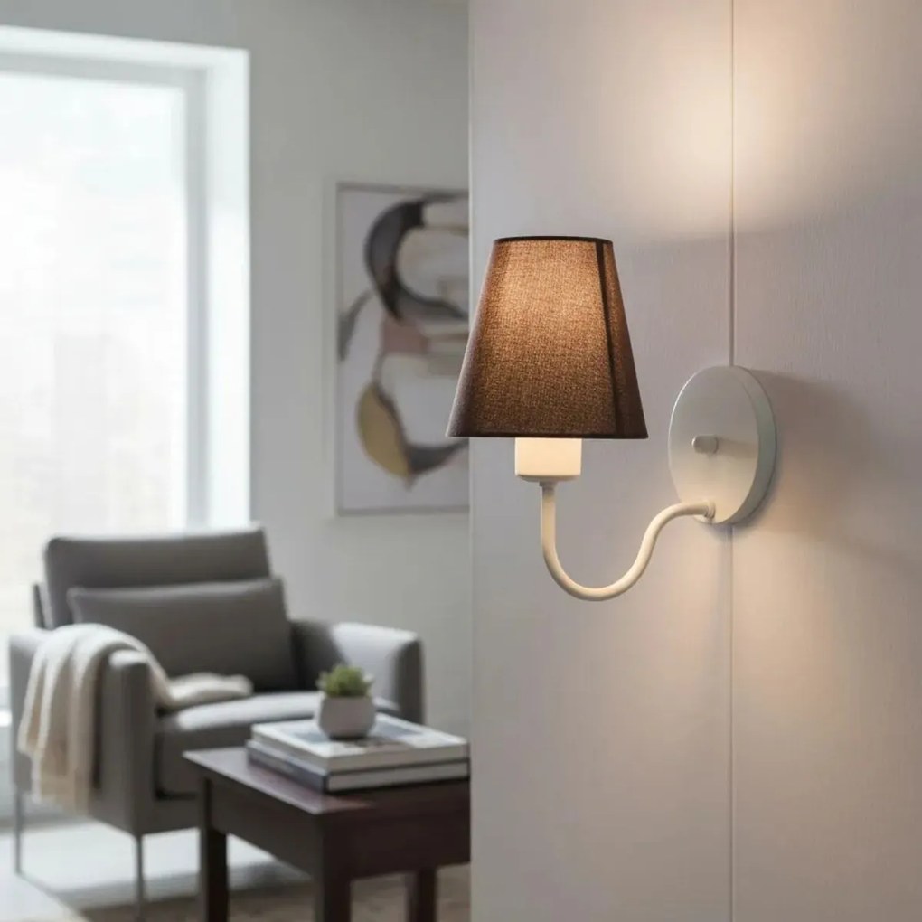 Arandela de Parede Vivare AR-2035BRLC Cúpula em Tecido Café