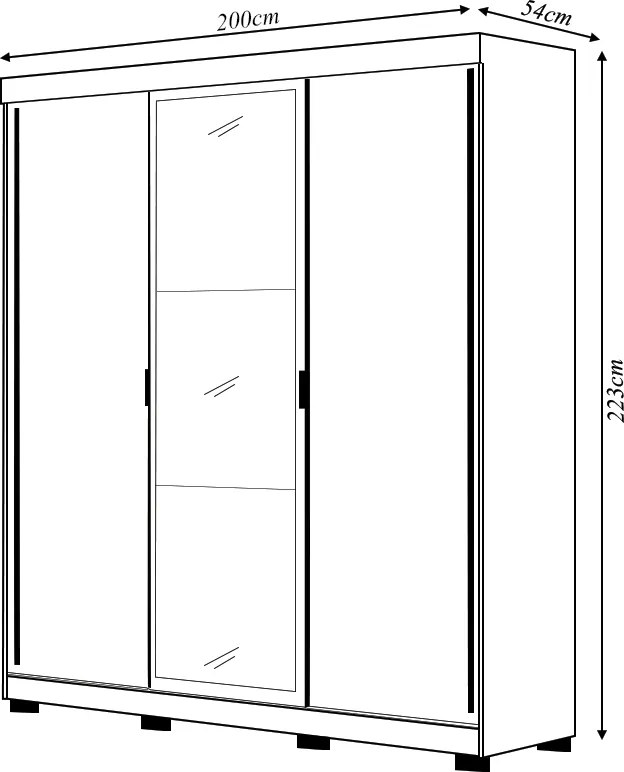 Guarda Roupa Casal Heros 3 Portas de Correr Dupla Face com Espelho MDF Nature/Chumbo G98 - Gran Belo