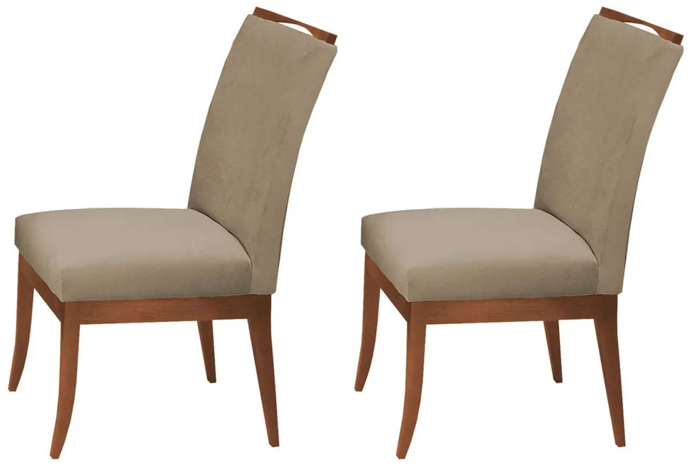 Conjunto 2 Cadeiras Sala de Jantar Lana Veludo Cappuccino