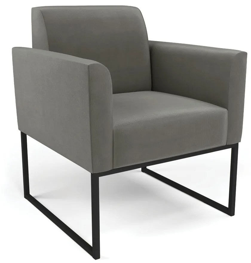Sofá Namoradeira com 2 Poltronas Base Industrial Preto Marisa Suede Grafite D03 - D'Rossi