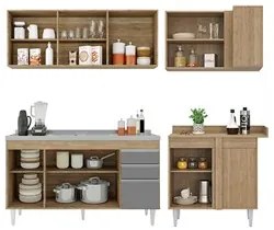Armário de Cozinha Modulado de Canto Esquerdo 4 Peças CP51 com Pia Ino