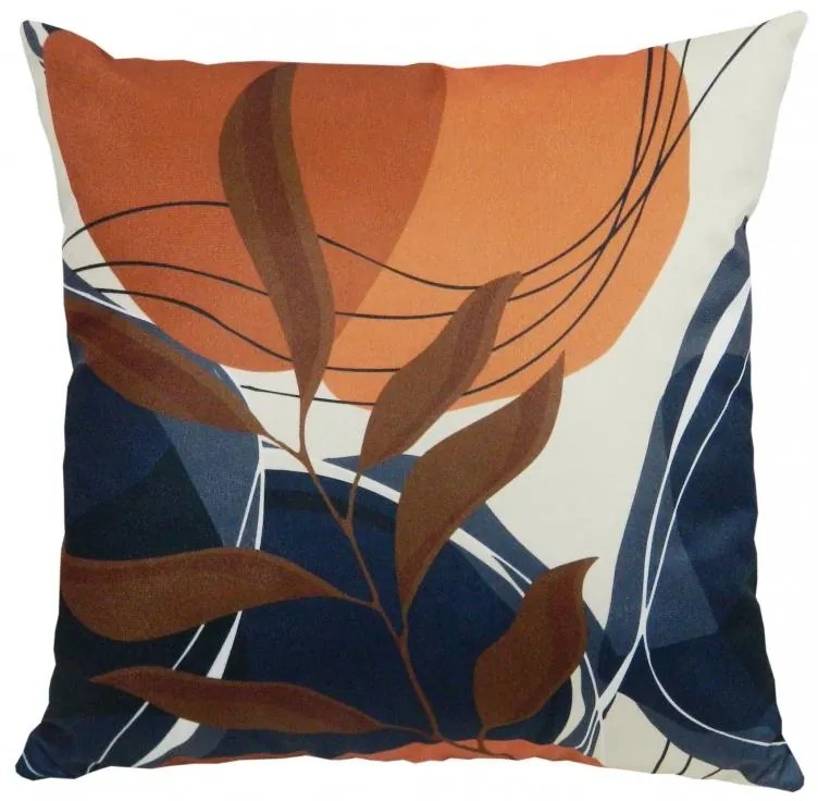 Capa de Almofada Prado em Suede Tons de Azul 45x45cm - Folhas - Com Enchimento