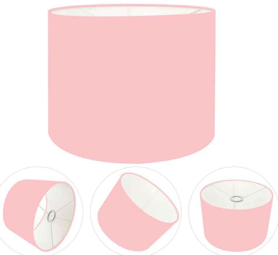 Cúpula Abajur Cilíndrica Cp-8015 Ø35x25cm Rosa Bebê