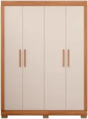 Guarda Roupa Solteiro 154cm Com 4 Portas Brasid Freijó/Off C01 - Mpoze