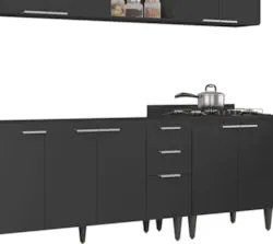 Armário de Cozinha CP05 Para Pia 150cm Pérola Z34 Preto     - Mpozenat
